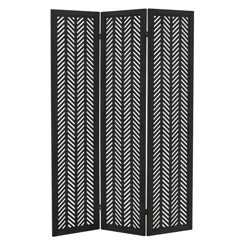 ML-Design | Paravent Kobe 3 teilig aus Holz 170x121 cm, Schwarz, Raumteiler faltbar, Trennwand für innen