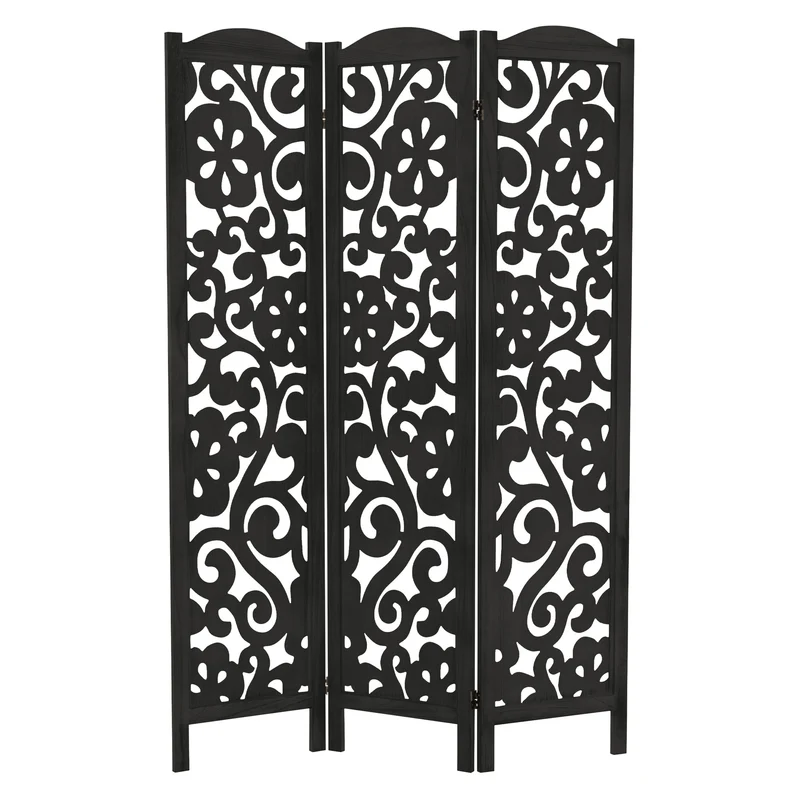 ML-Design | Paravent Yokohama 3 teilig aus Holz 172x121 cm, Schwarz, Raumteiler faltbar, Trennwand für innen