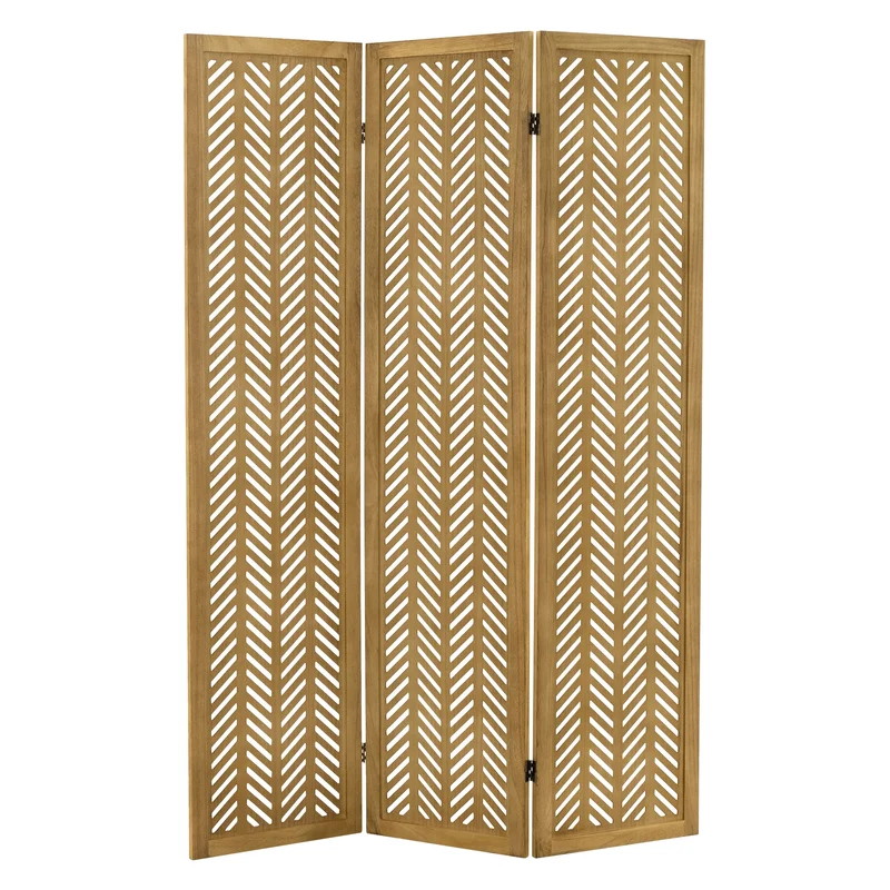ML-Design | Paravent Kobe 3 teilig aus Holz 170x121 cm, Braun, Raumteiler faltbar, Trennwand für innen