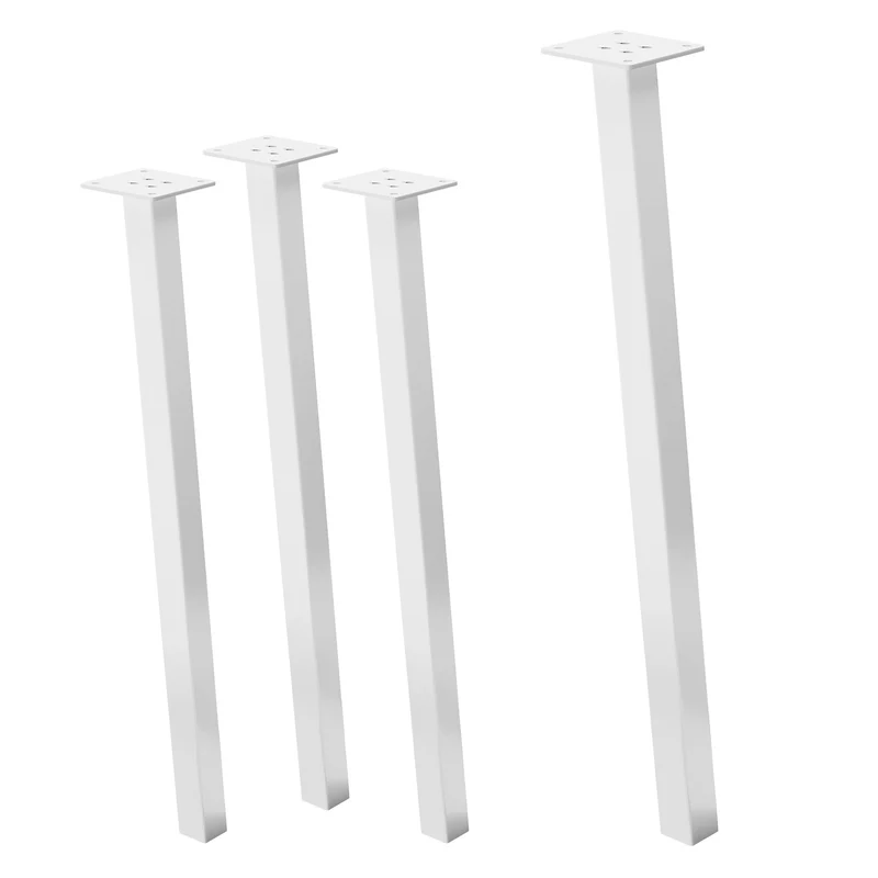 4er Set Tischbeine schräg 72 cm Weiß glänzend aus pulverbeschichtetem Stahl eckig Profil 4x4 cm I-Form 96° Neigung ML-Design