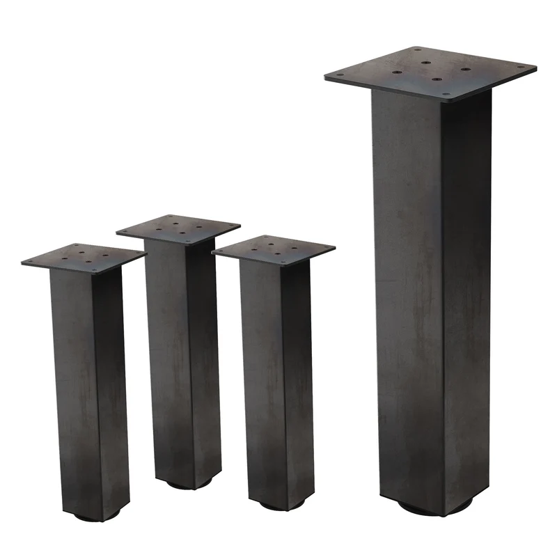 4er Set Tischbeine I-Design 42cm Industrial Tischgestell aus pulverbeschichteter Stahl, Profil 8x8cm, höhenverstellbare Möbelfüße ML-Design