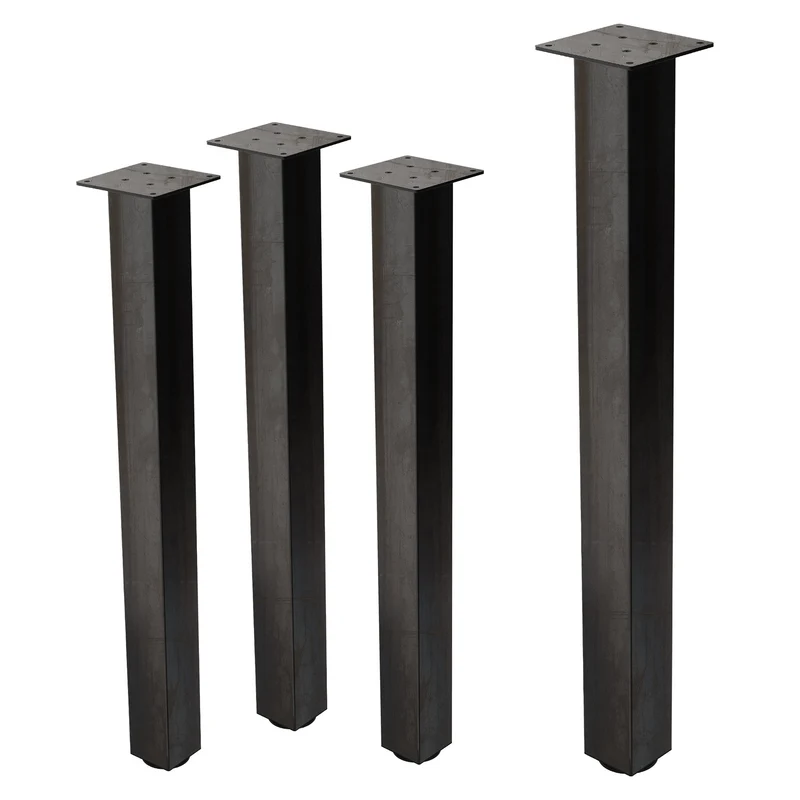4er Set Tischbeine I-Design 90cm Industrial Tischgestell aus pulverbeschichteter Stahl, Profil 8x8cm, höhenverstellbare Möbelfüße ML-Design