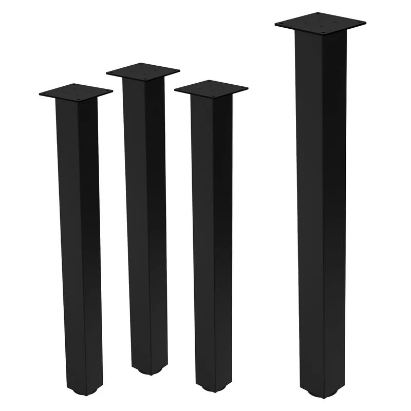 4er Set Tischbeine I-Design 90 cm Schwarz Tischgestell aus pulverbeschichteter Stahl, Profil 8x8 cm, höhenverstellbare Möbelfüße ML-Design