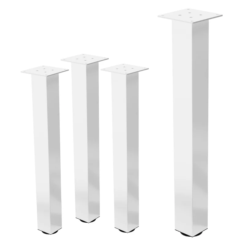4er Set Tischbeine I-Design 72cm Weiß glänzend höhenverstellbare Tischgestell aus pulverbeschichteter Stahl, Profil 8x8cm, ML-Design