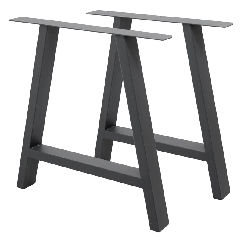 2x Tischbeine A-Form 70x72 cm Anthrazit aus pulverbeschichtetem Stahl Tischgestell für Esstisch und Schreibtisch