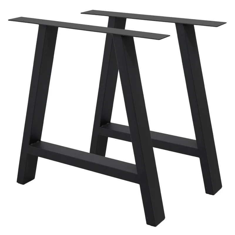 2x Tischkufen A-Form 70x72 cm Schwarz aus pulverbeschichtetem Stahl Tischgestell für Esstisch und Schreibtisch