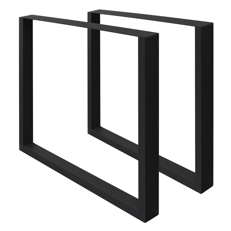 2x Tischbeine Tischkufen aus Vierkantprofilen 70x72 cm Schwarz, pulverbeschichtete Stahl