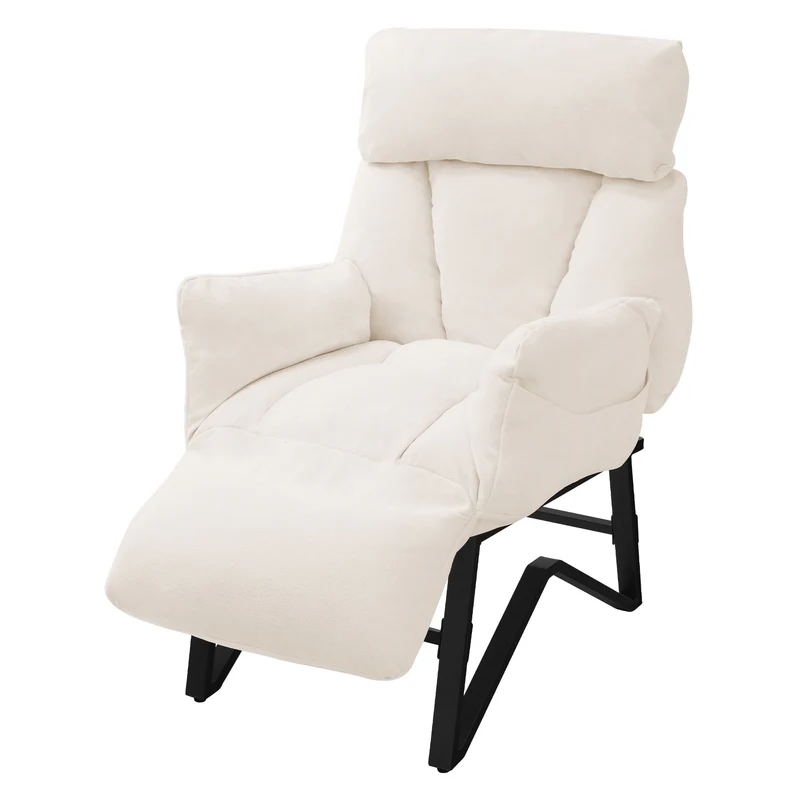 ML-DESIGN | Sessel mit Liegefunktion 85x82x102 cm aus Leinenstoff Beige Relaxsessel Fernsehsessel mit verstellbarer Rückenlehne, Armlehnen & Fußablage