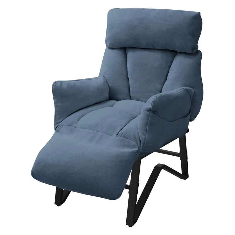 ML-DESIGN | Sessel mit Liegefunktion 85x82x102 cm aus Leinenstoff Blau Relaxsessel Fernsehsessel mit verstellbarer Rückenlehne, Armlehnen & Fußablage