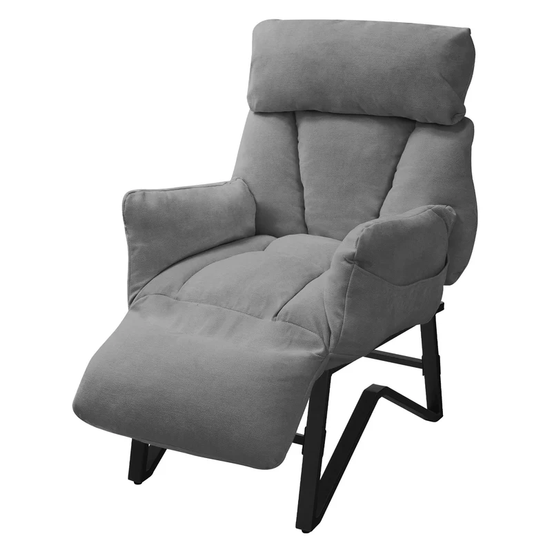 ML-DESIGN | Sessel mit Liegefunktion 85x82x102 cm aus Leinenstoff Grau Relaxsessel Fernsehsessel mit verstellbarer Rückenlehne, Armlehnen & Fußablage