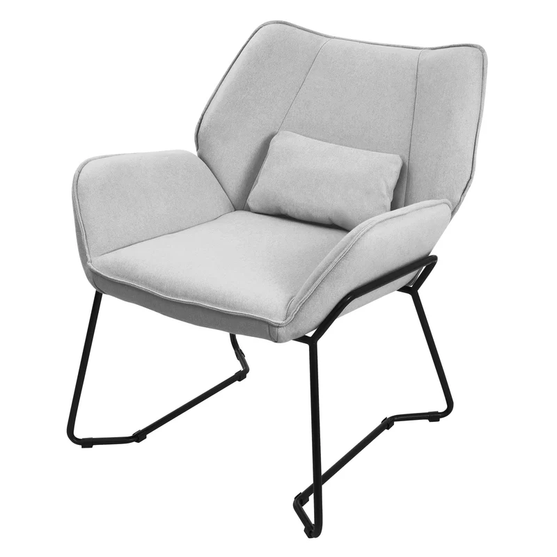 ML-DESIGN | Sessel mit Lendenkissen 75x77x85 cm Leinenstoff Hellgrau Relaxsessel Loungesessel Cocktailsessel Polstersessel Lesesessel für Wohnzimmer