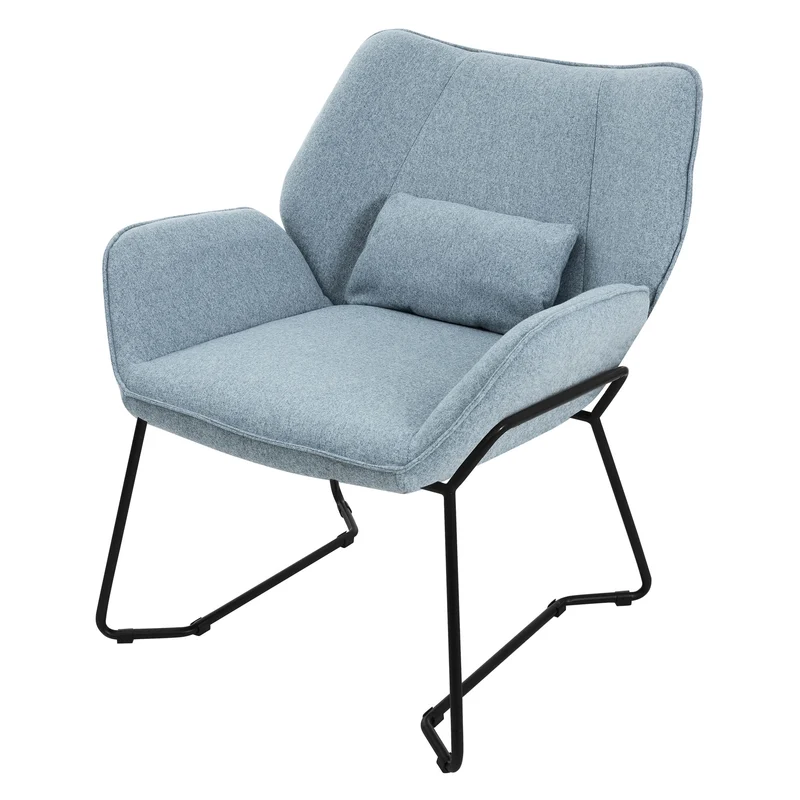 ML-DESIGN | Sessel mit Lendenkissen 75x77x85 cm Leinenstoff Blau Relaxsessel Loungesessel Cocktailsessel Polstersessel Lesesessel für Wohnzimmer