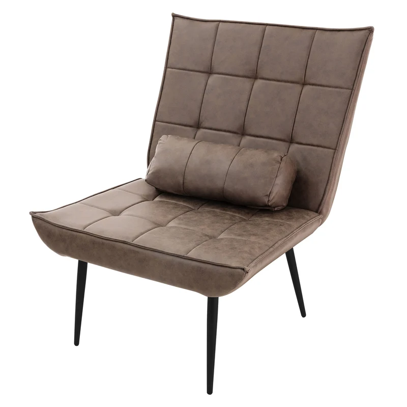 ML-DESIGN | Sessel mit Lendenkissen 79x100x97 cm aus Kunstleder Braun Relaxsessel Loungesessel bequem Retro Lesesessel Polstersessel für Wohnzimmer