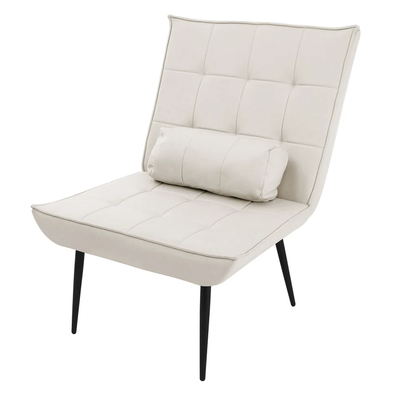 ML-DESIGN | Sessel mit Lendenkissen 79x100x97 cm aus Kunstleder Creme Relaxsessel Loungesessel bequem Retro Lesesessel Polstersessel für Wohnzimmer