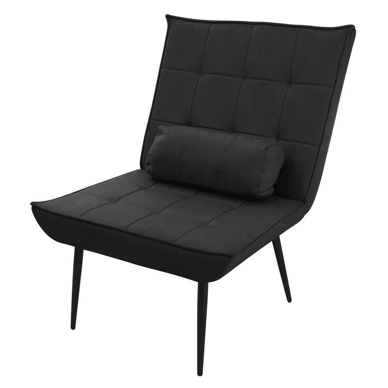 ML-DESIGN | Sessel mit Lendenkissen 79x100x97 cm aus Kunstleder Schwarz Relaxsessel Loungesessel bequem Retro Lesesessel Polstersessel für Wohnzimmer