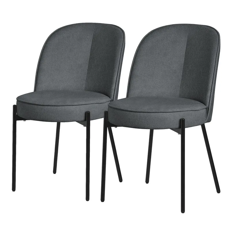 Esszimmerstühle 2er Set Anthrazit mit Rückenlehne, Polsterstühle für Esszimmer & Küche ML-Design