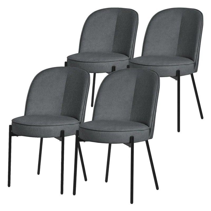 Esszimmerstühle 4er Set Anthrazit mit Rückenlehne, Polsterstühle für Esszimmer & Küche ML-Design