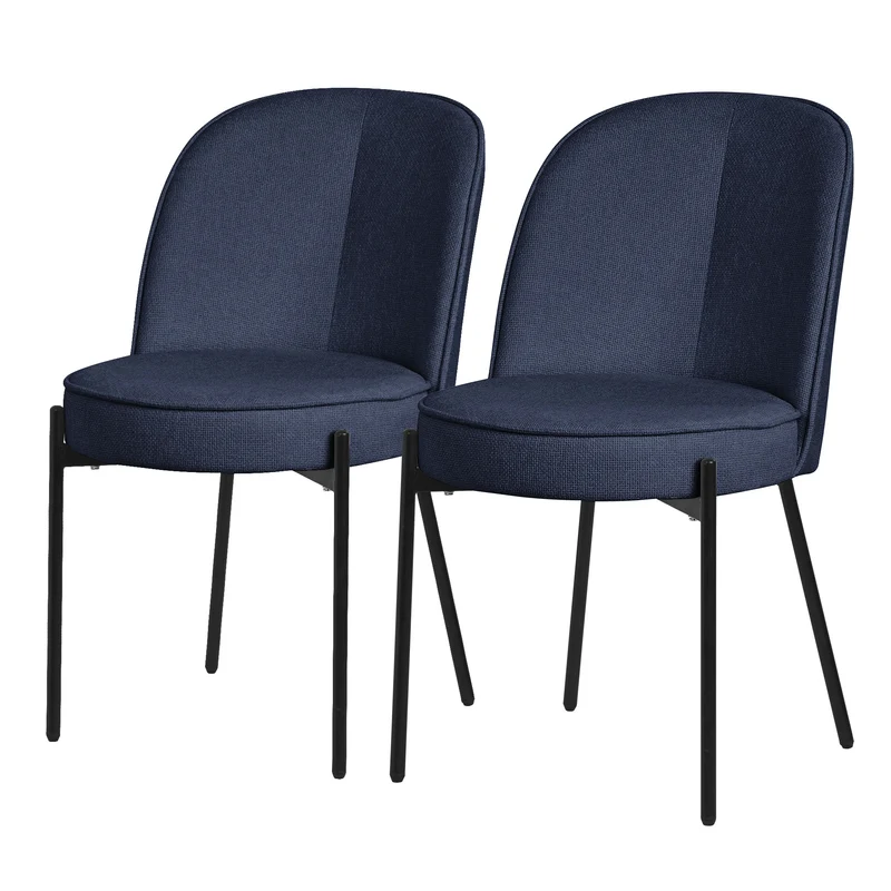 Esszimmerstühle 2er Set Dunkelblau mit Rückenlehne, Polsterstühle für Esszimmer & Küche ML-Design