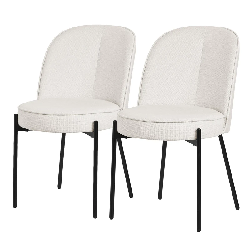 Esszimmerstühle 2er Set Beige mit Rückenlehne, Polsterstühle für Esszimmer & Küche ML-Design