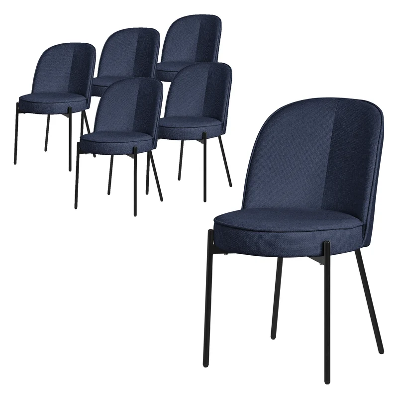 Esszimmerstühle 6er Set Dunkelblau mit Rückenlehne, Polsterstühle für Esszimmer & Küche ML-Design