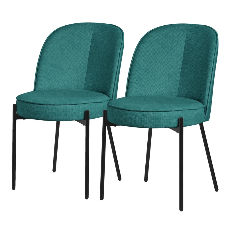 Esszimmerstühle 2er Set Petrol mit Rückenlehne, Polsterstühle für Esszimmer & Küche ML-Design