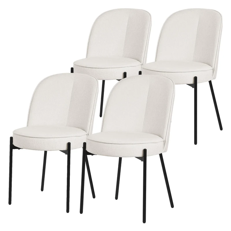 Esszimmerstühle 4er Set Beige mit Rückenlehne, Polsterstühle für Esszimmer & Küche ML-Design