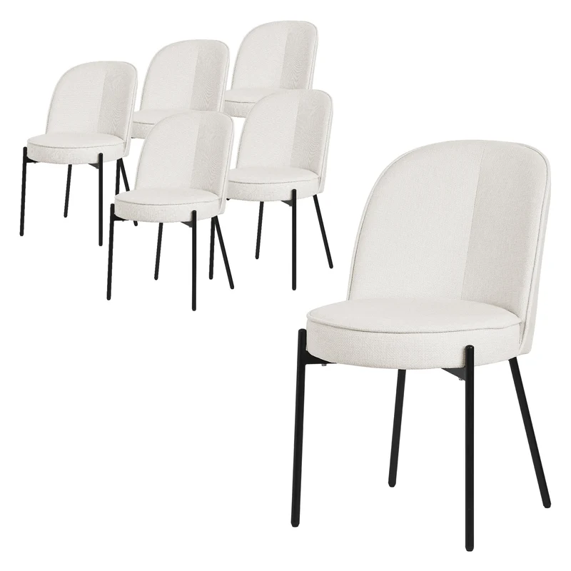 Esszimmerstühle 6er Set Beige mit Rückenlehne, Polsterstühle für Esszimmer & Küche ML-Design