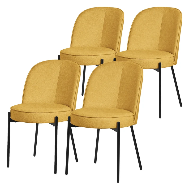 Esszimmerstühle 4er Set Senf mit Rückenlehne, Polsterstühle für Esszimmer & Küche ML-Design