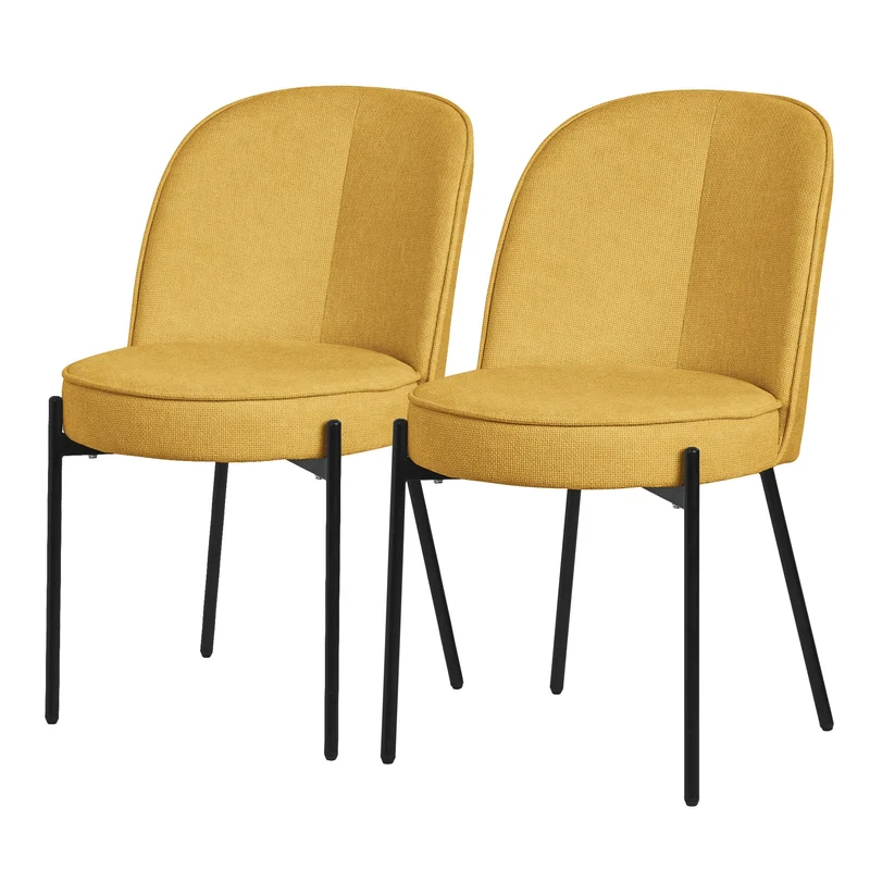 Esszimmerstühle 2er Set Senf mit Rückenlehne, Polsterstühle für Esszimmer & Küche ML-Design