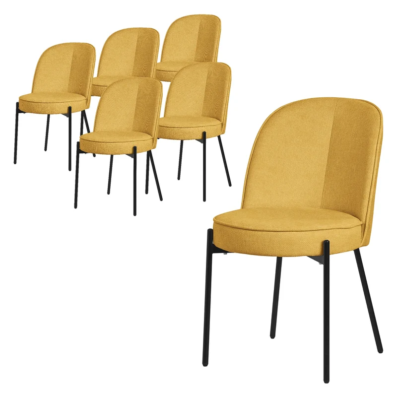 Esszimmerstühle 6er Set Senf mit Rückenlehne, Polsterstühle für Esszimmer & Küche ML-Design