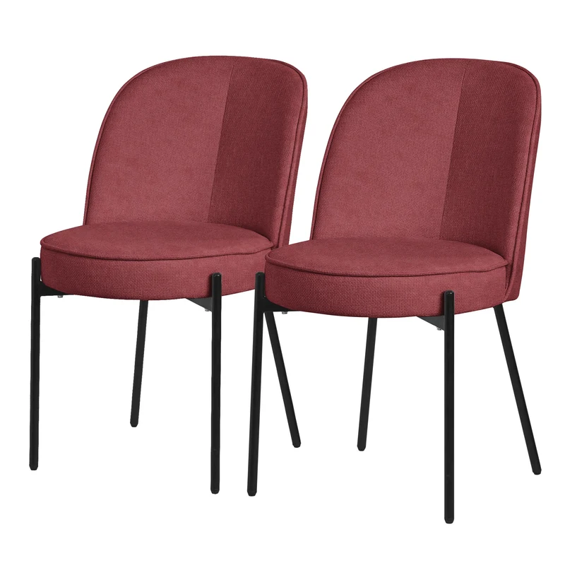 Esszimmerstühle 2er Set Rot mit Rückenlehne, Polsterstühle für Esszimmer & Küche ML-Design