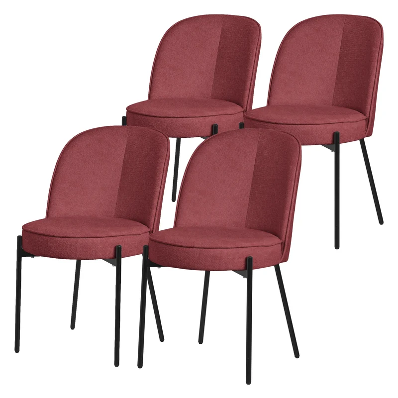 Esszimmerstühle 4er Set Rot mit Rückenlehne, Polsterstühle für Esszimmer & Küche ML-Design
