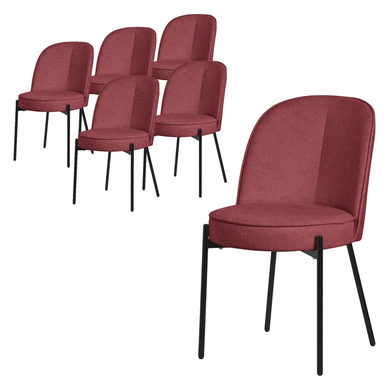 Esszimmerstühle 6er Set Rot mit Rückenlehne, Polsterstühle für Esszimmer & Küche ML-Design