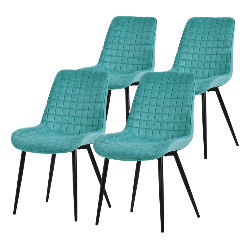 Esszimmerstuhl 4er Set Petrol mit Samtbezug und Stahlbeinen Küchenstuhl mit Rückenlehne ML-Design