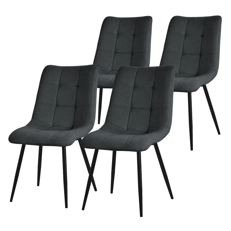 Esszimmerstühle 4er Set Anthrazit Küchenstuhl mit Polyesterbezug und Stahlbeinen ML-Design