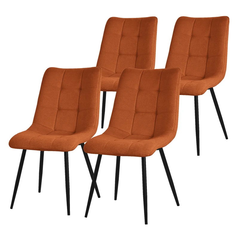 Esszimmerstühle 4er Set Orange Küchenstuhl mit Polyesterbezug und Stahlbeinen ML-Design