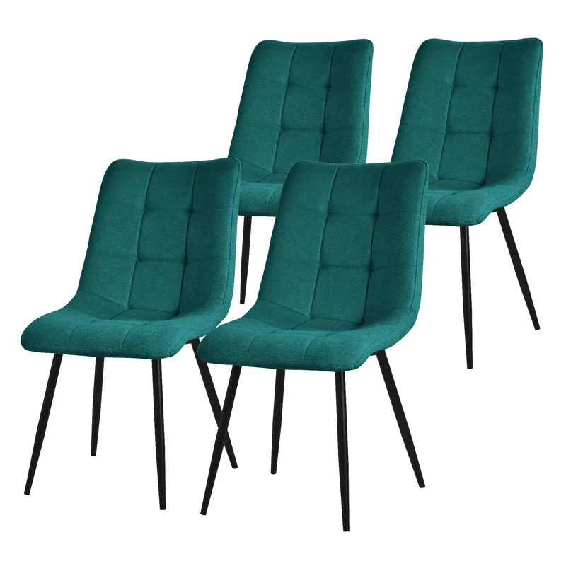 Esszimmerstühle 4er Set Petrol Küchenstuhl mit Polyesterbezug und Stahlbeinen ML-Design