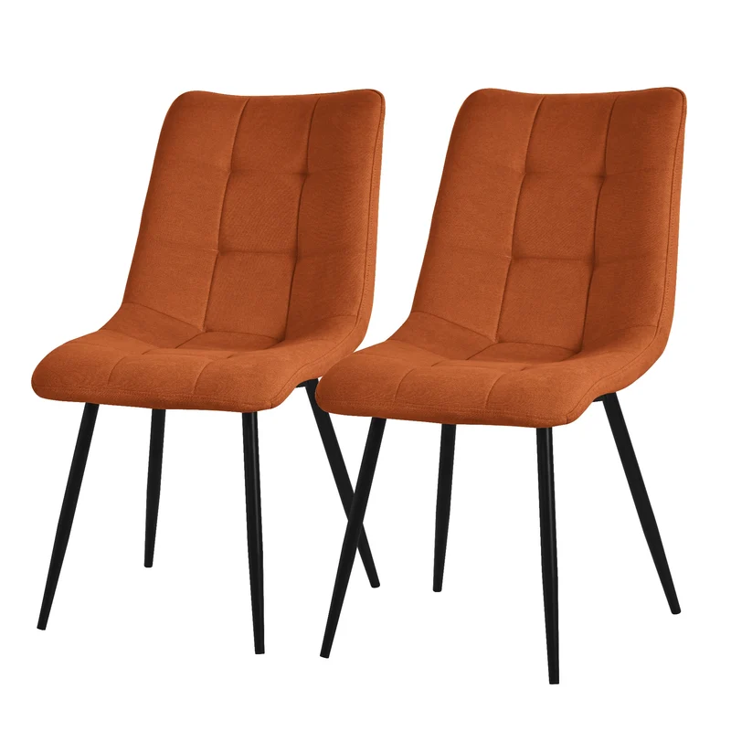 Esszimmerstühle 2er Set Orange Küchenstuhl mit Polyesterbezug und Stahlbeinen ML-Design