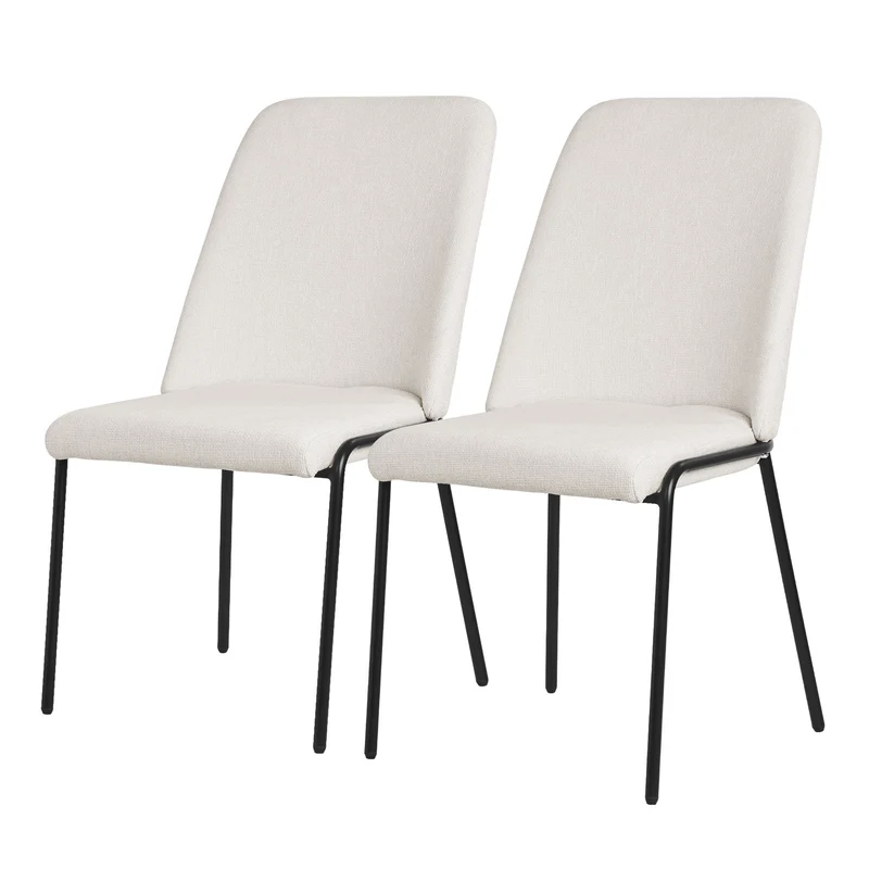 Esszimmerstühle 2er Set Beige mit Rückenlehne, Polsterstühle für Esszimmer & Küche ML-Design