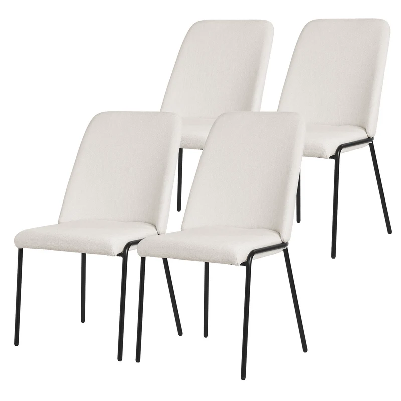 Esszimmerstühle 4er Set Beige mit Rückenlehne, Polsterstühle für Esszimmer & Küche ML-Design