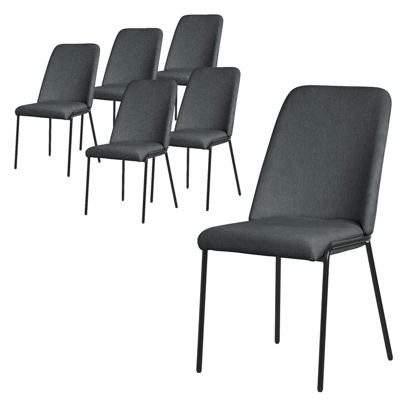 Esszimmerstühle 6er Set Anthrazit mit Rückenlehne, Polsterstühle für Esszimmer & Küche ML-Design
