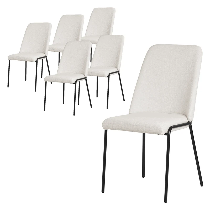 Esszimmerstühle 6er Set Beige mit Rückenlehne, Polsterstühle für Esszimmer & Küche ML-Design