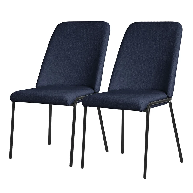 Esszimmerstühle 2er Set Dunkelblau mit Rückenlehne, Polsterstühle für Esszimmer & Küche ML-Design