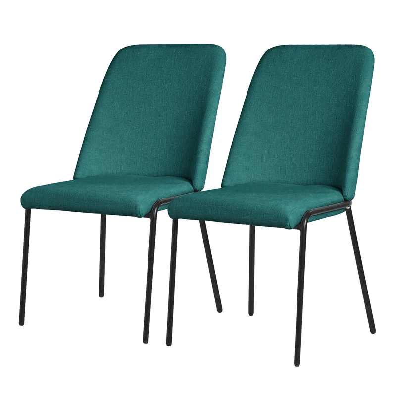 Esszimmerstühle 2er Set Petrol mit Rückenlehne, Polsterstühle für Esszimmer & Küche ML-Design