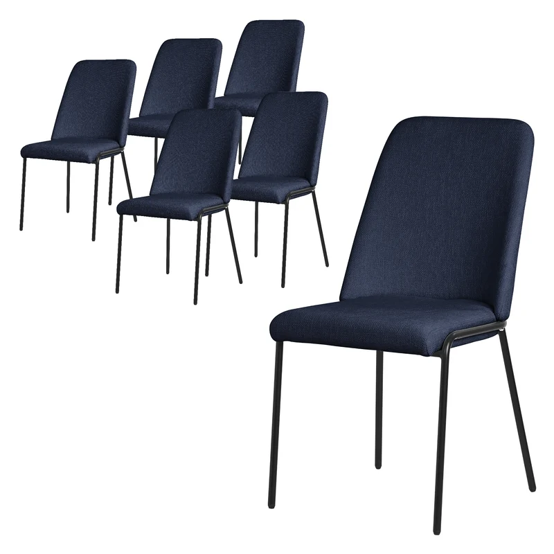 Esszimmerstühle 6er Set Dunkelblau mit Rückenlehne, Polsterstühle für Esszimmer & Küche ML-Design