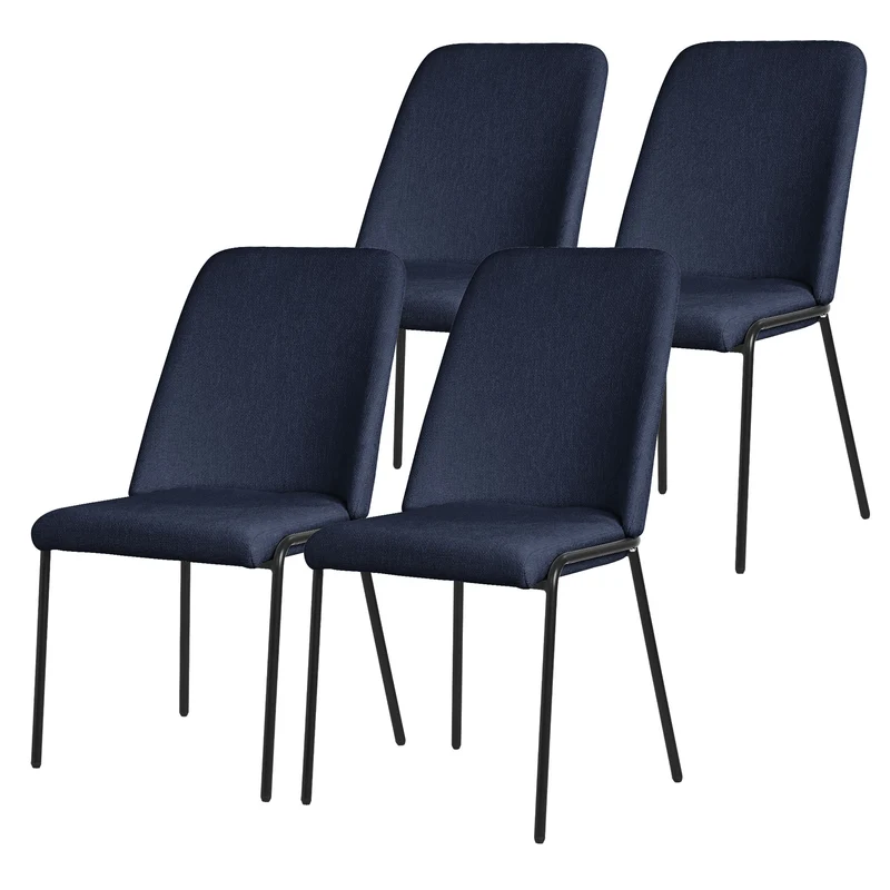 Esszimmerstühle 4er Set Dunkelblau mit Rückenlehne, Polsterstühle für Esszimmer & Küche ML-Design