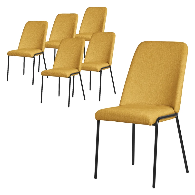 Esszimmerstühle 6er Set Senf mit Rückenlehne, Polsterstühle für Esszimmer & Küche ML-Design