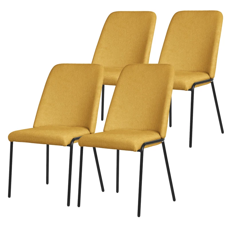Esszimmerstühle 4er Set Senf mit Rückenlehne, Polsterstühle für Esszimmer & Küche ML-Design