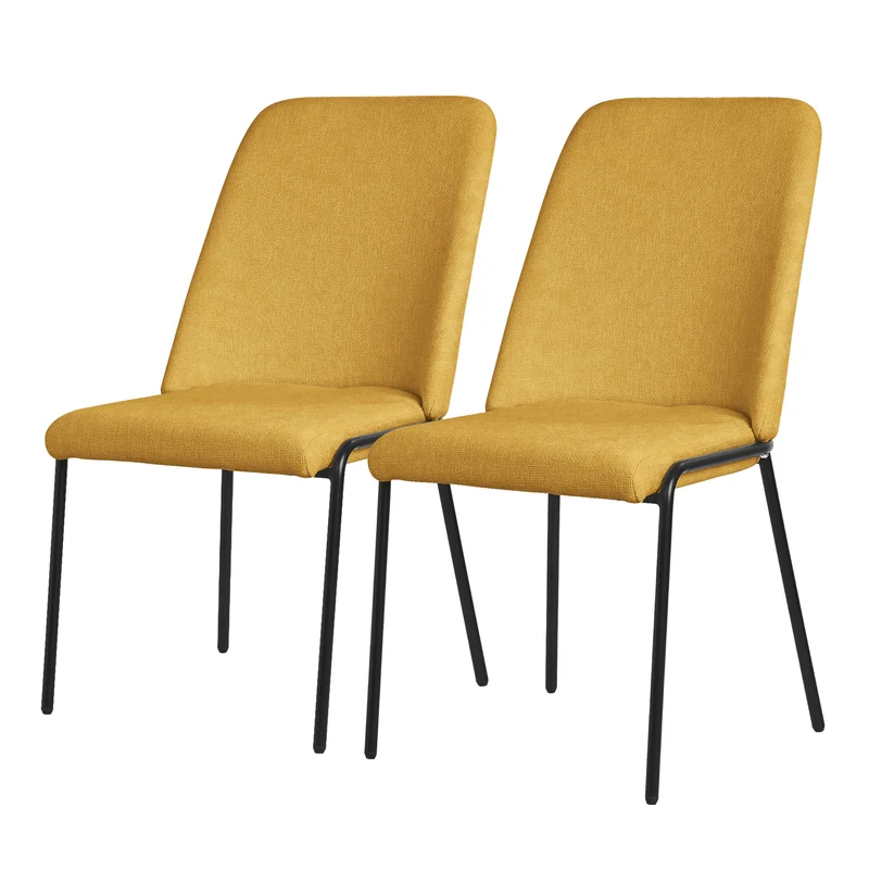 Esszimmerstühle 2er Set Senf mit Rückenlehne, Polsterstühle für Esszimmer & Küche ML-Design