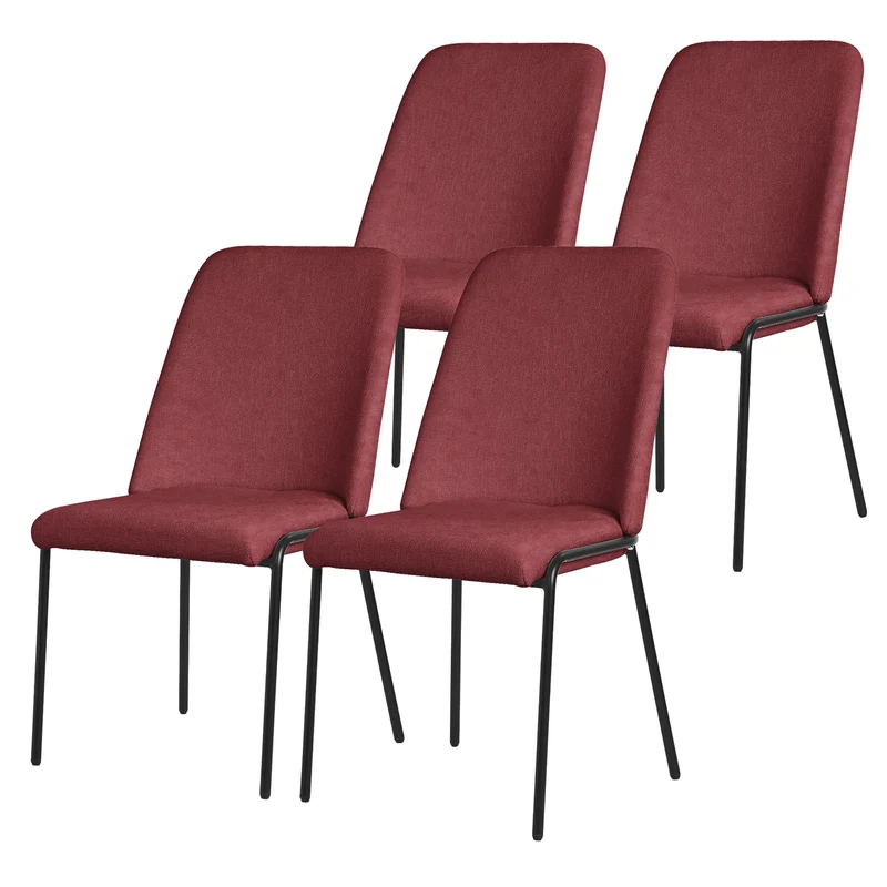 Esszimmerstühle 4er Set Rot mit Rückenlehne, Polsterstühle für Esszimmer & Küche ML-Design